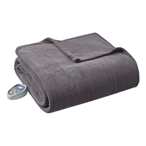 beautyrest electric micro fleece heated blanket in grey
