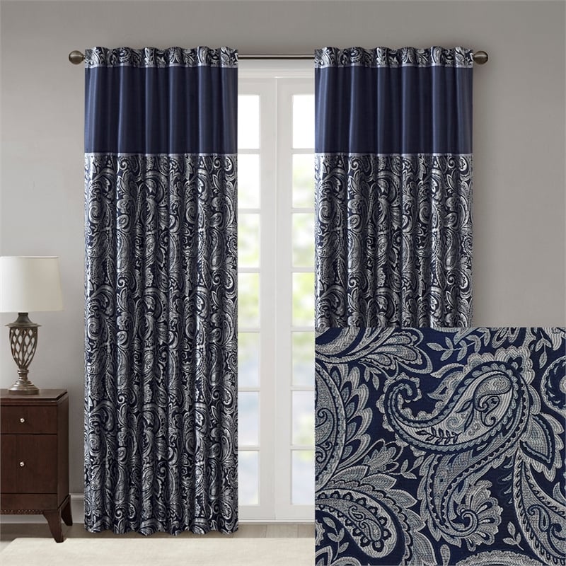 Madison Park Aubrey Jacquard Panel Pair in Navy