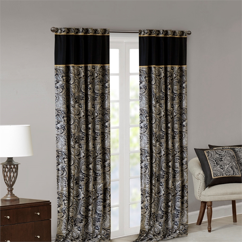 Madison Park Aubrey Jacquard Panel Pair in Black