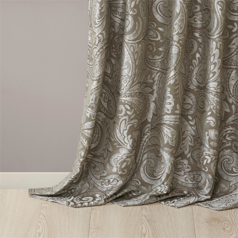 Madison Park Aubrey Jacquard Panel Pair in Blue and Brown