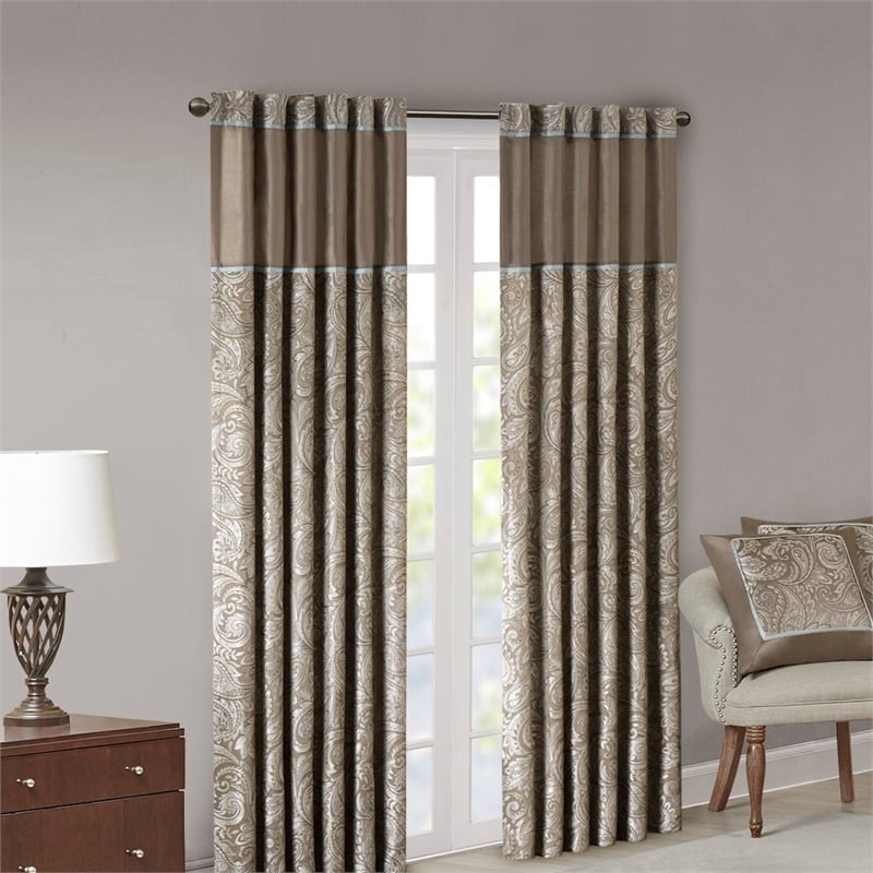 Madison Park Aubrey Jacquard Panel Pair in Blue and Brown
