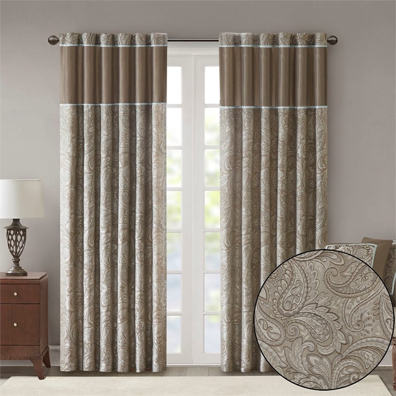 Madison Park Aubrey Jacquard Panel Pair in Blue and Brown