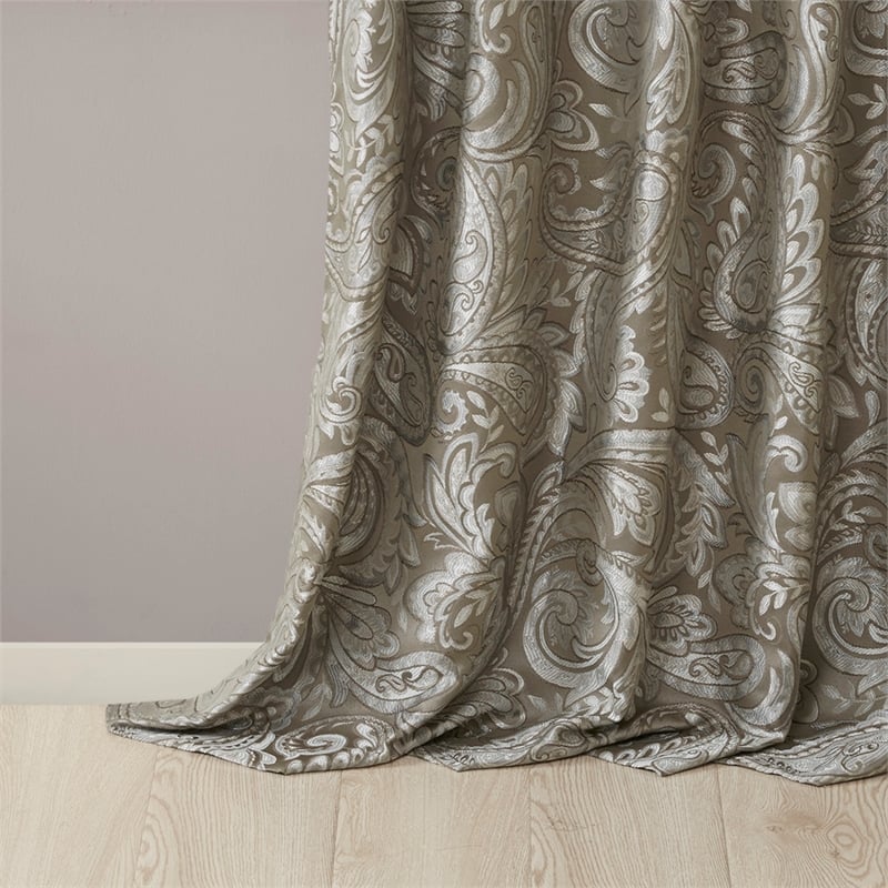 Madison Park Aubrey Jacquard Panel Pair in Blue and Brown