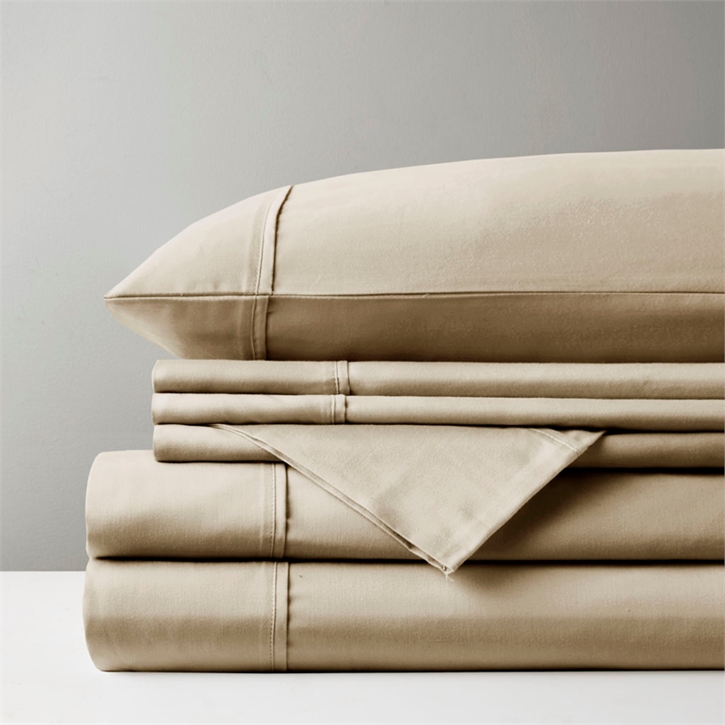 Madison Park 800 Thread Count Cotton Blend Sateen Sheet Set in Khaki