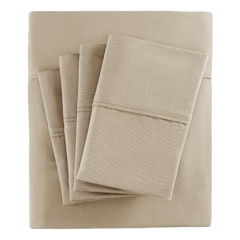 Madison Park 800 Thread Count Cotton Blend Sateen Sheet Set in Khaki