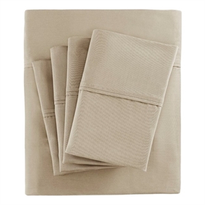 madison park 800 thread count cotton blend sateen sheet set in khaki
