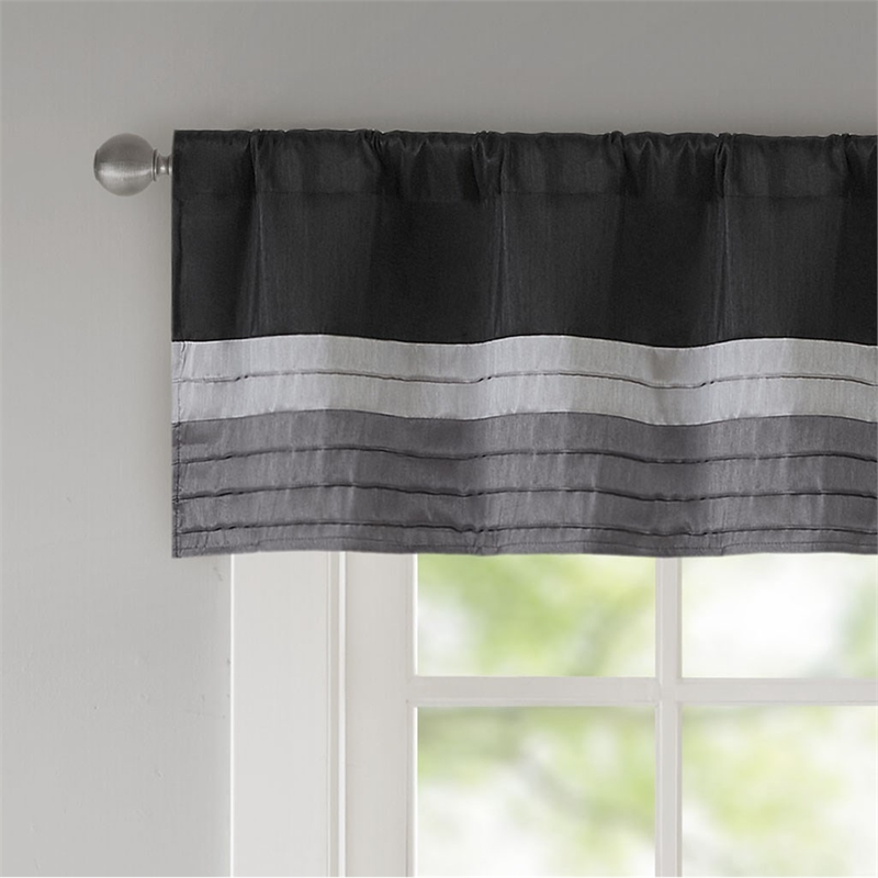 Madison Park Amherst Polyoni Pintuck Window Valance in Black