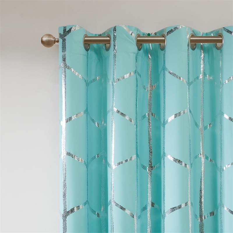 Intelligent Design Raina Total Blackout Metallic Print Grommet Top Curtain Panel