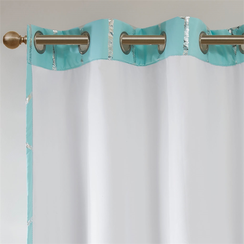 Intelligent Design Raina Total Blackout Metallic Print Grommet Top Curtain Panel