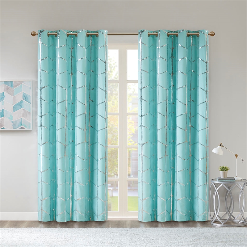 Intelligent Design Raina Total Blackout Metallic Print Grommet Top Curtain Panel