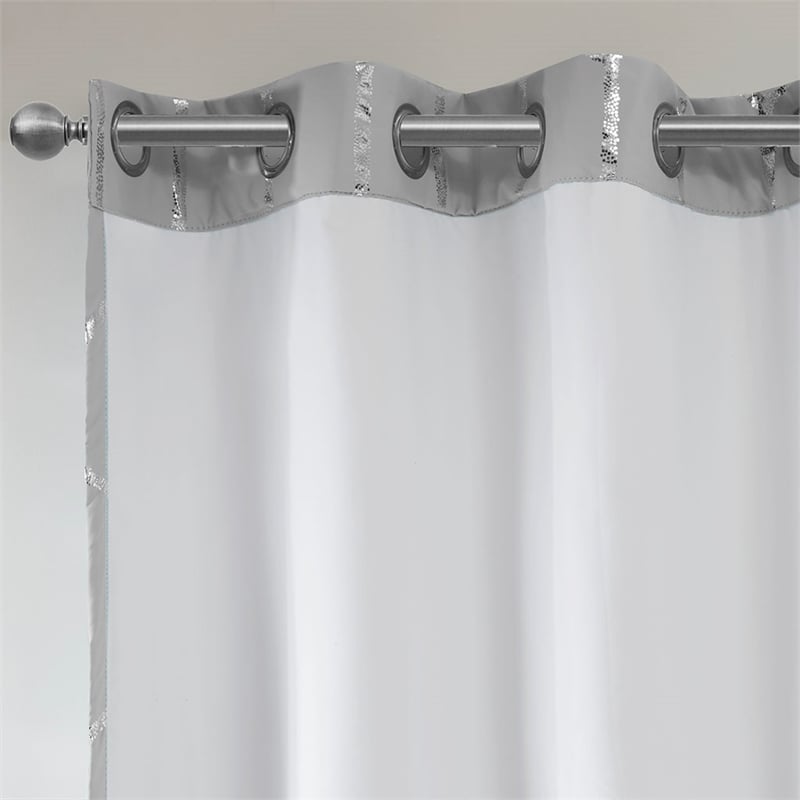 Intelligent Design Raina Total Blackout Metallic Print Grommet Top Curtain Panel