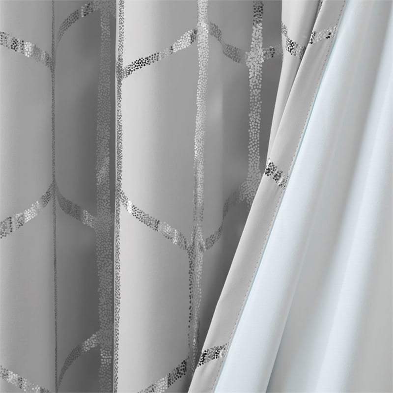 Intelligent Design Raina Total Blackout Metallic Print Grommet Top Curtain Panel