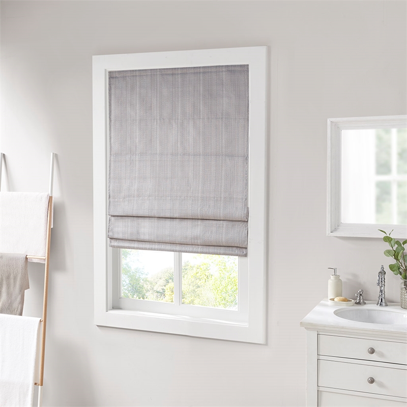 Madison Park Galen Basketweave Room Darkening Cordless Roman Shade in Grey