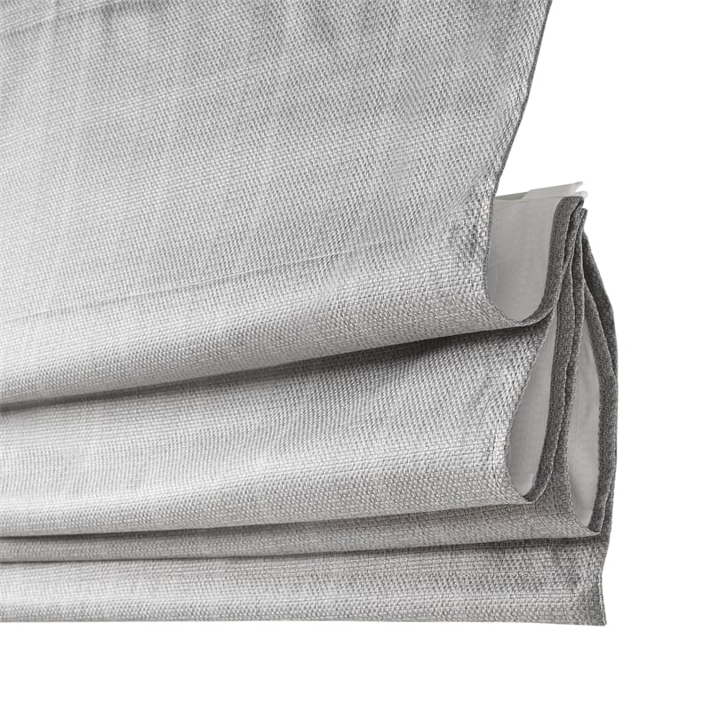 Madison Park Galen Basketweave Room Darkening Cordless Roman Shade in Grey