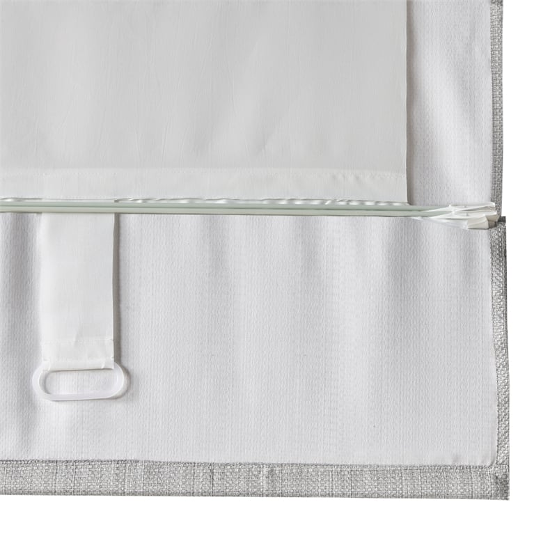 Madison Park Galen Basketweave Room Darkening Cordless Roman Shade in Grey