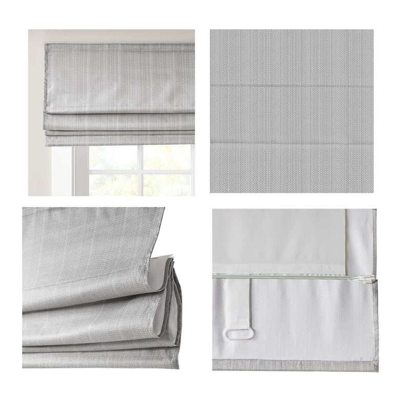 Madison Park Galen Basketweave Room Darkening Cordless Roman Shade in Grey