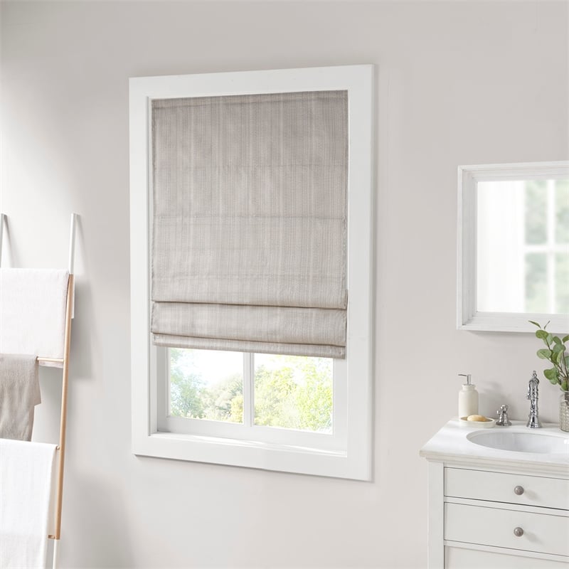 Madison Park Galen Basketweave Room Darkening Cordless Roman Shade in Taupe