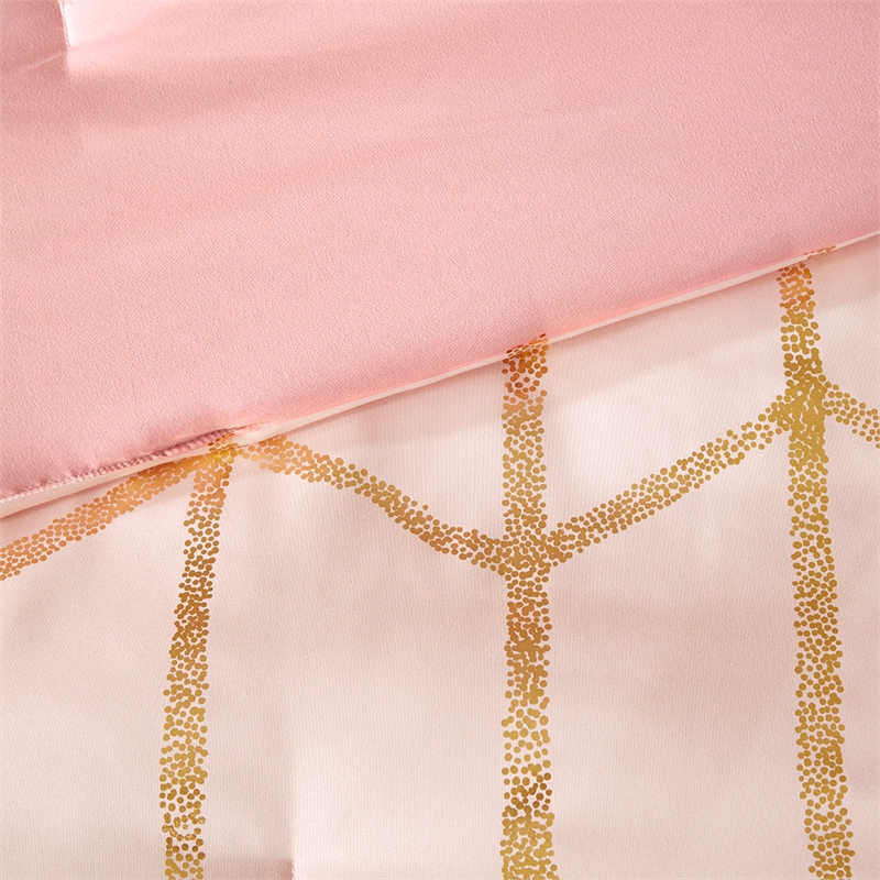 Intelligent Design Raina Metallic Printed Comforter Set in Blush and Gold