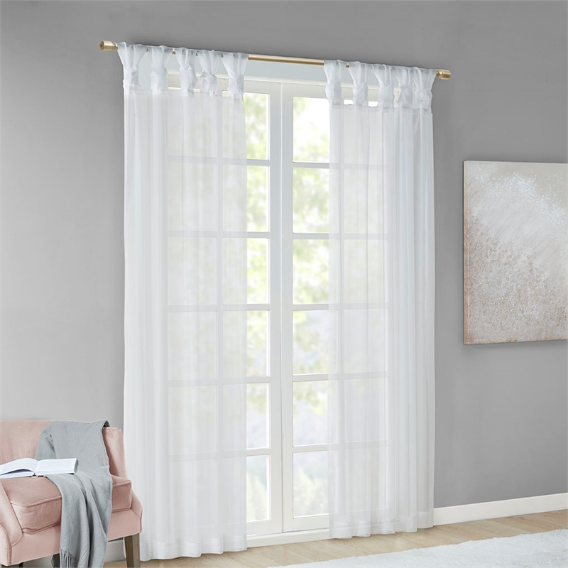 Madison Park Ceres Twist Tab Voile Sheer Window Pair in White
