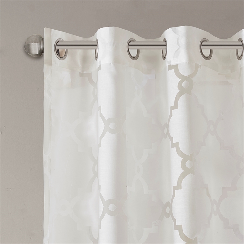Madison Park Eden Fretwork Burnout Sheer Panel in White