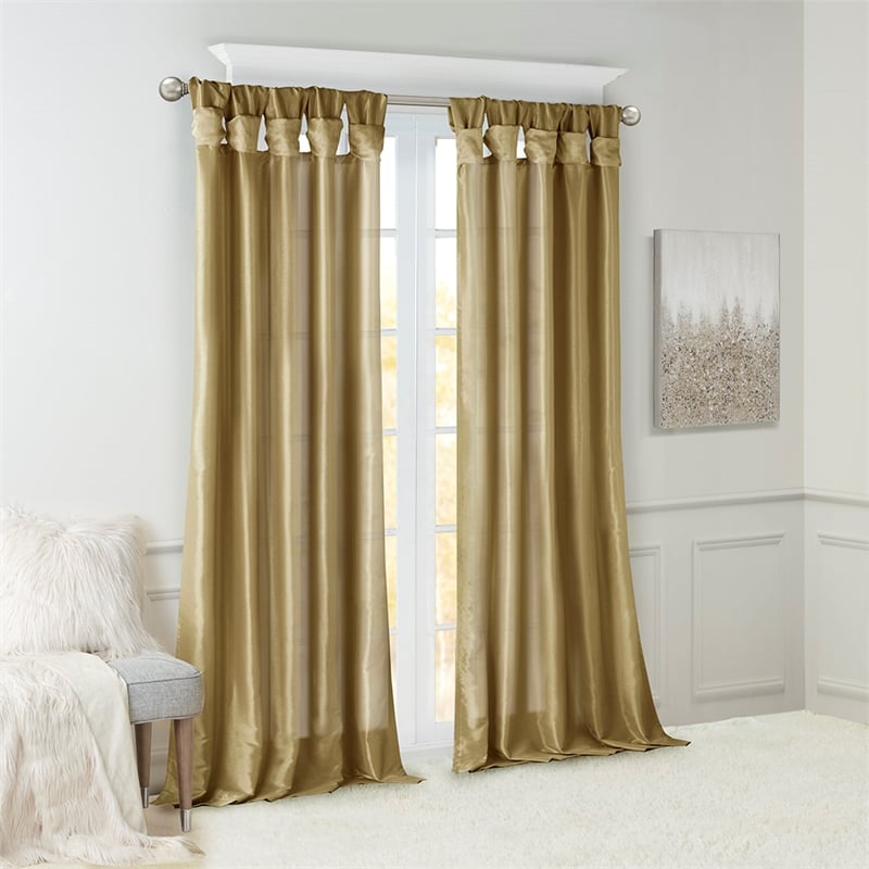 Madison Park Emilia Twist Tab Lined Window Curtain in Bronze