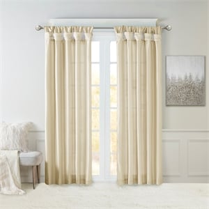 Madison Park Emilia Twist Tab Lined Window Curtain in Champagne