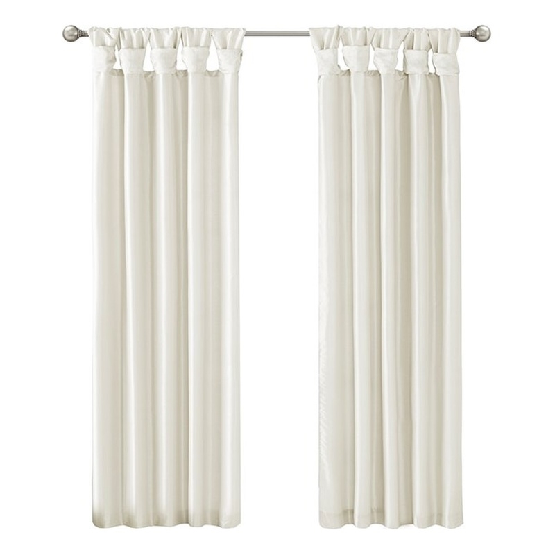 Madison Park Emilia Twist Tab Lined Window Curtain in White
