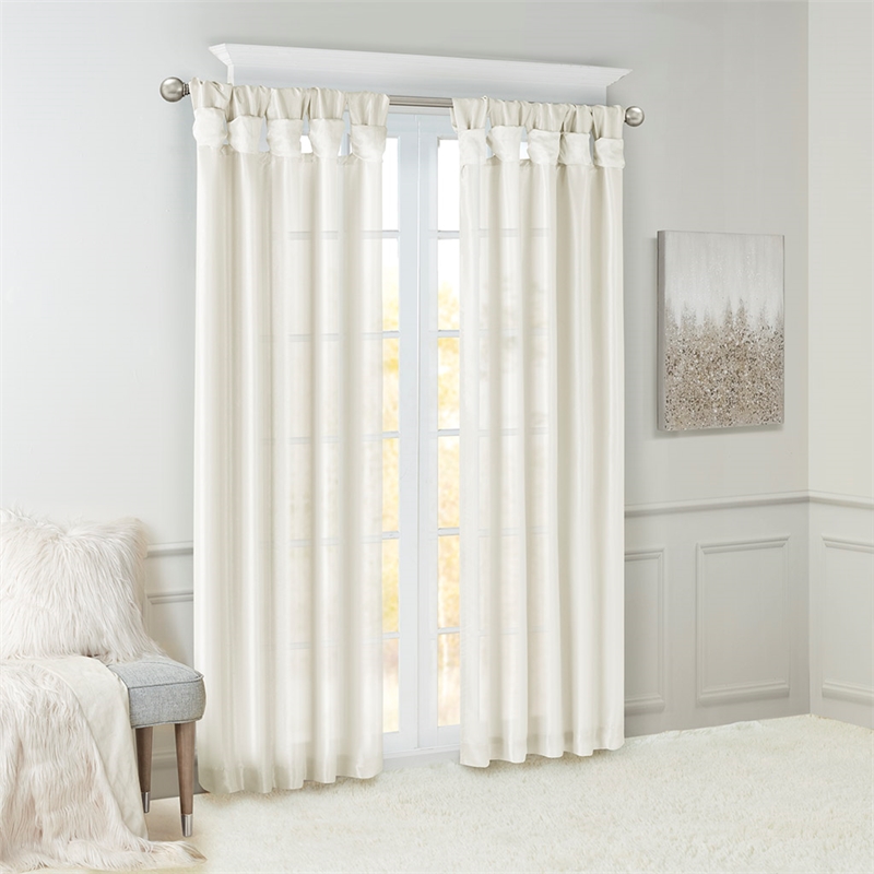 Madison Park Emilia Twist Tab Lined Window Curtain in White