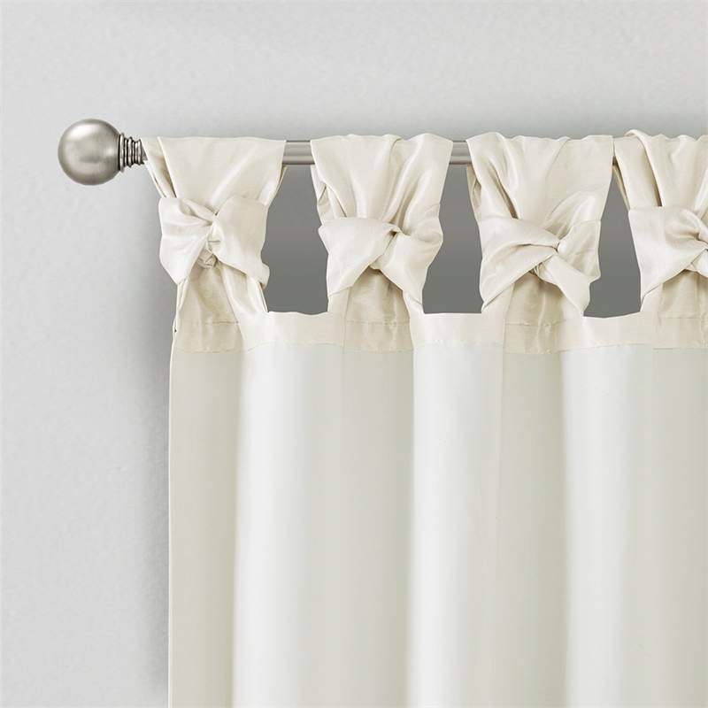 Madison Park Emilia Twist Tab Lined Window Curtain in White