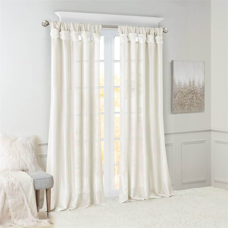 Madison Park Emilia Twist Tab Lined Window Curtain in White