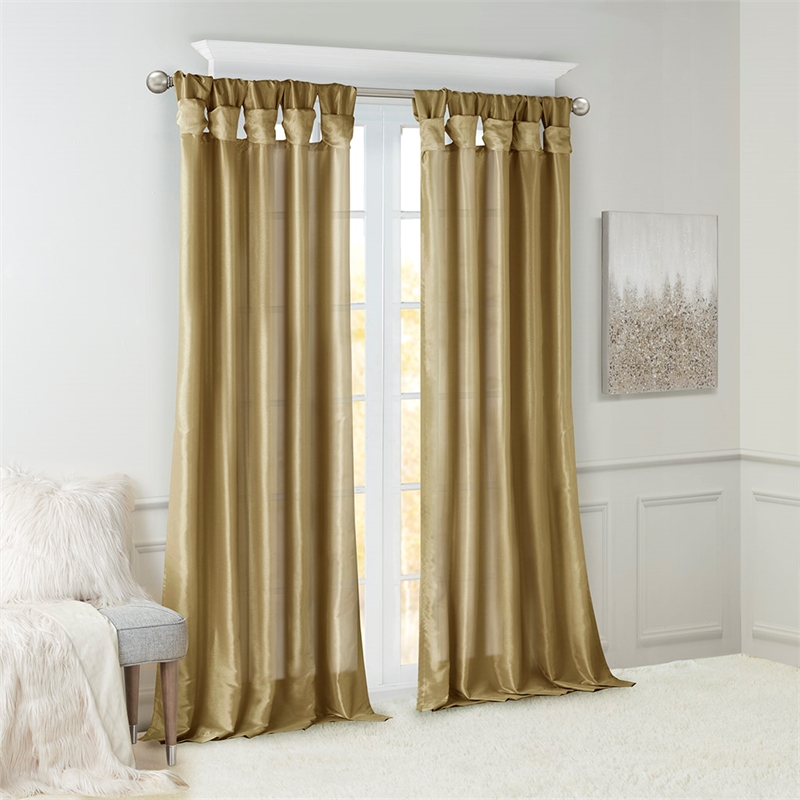 Madison Park Emilia Twist Tab Lined Window Curtain in Bronze