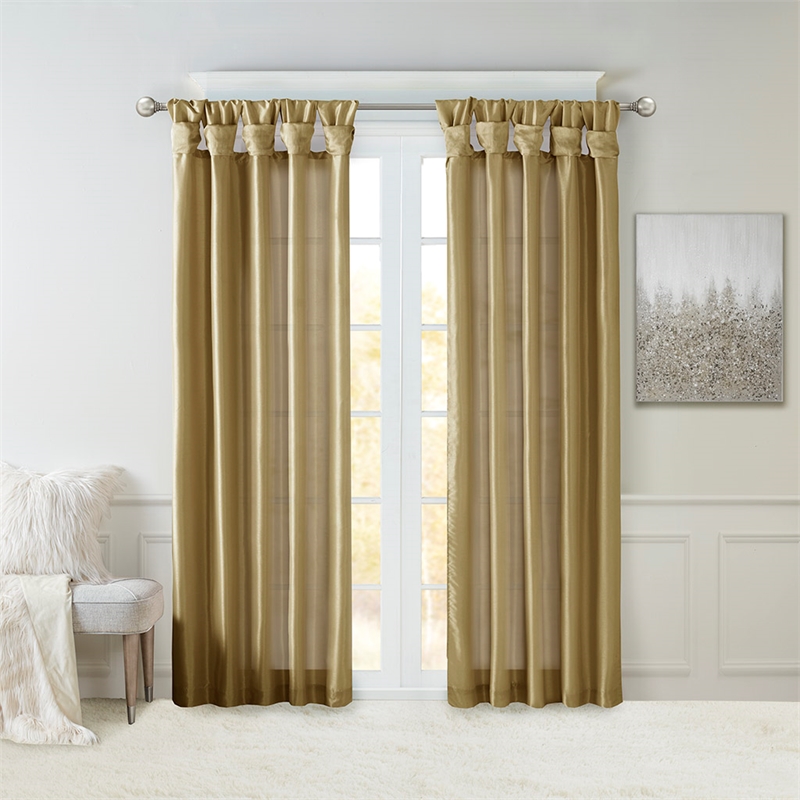 Madison Park Emilia Twist Tab Lined Window Curtain in Bronze