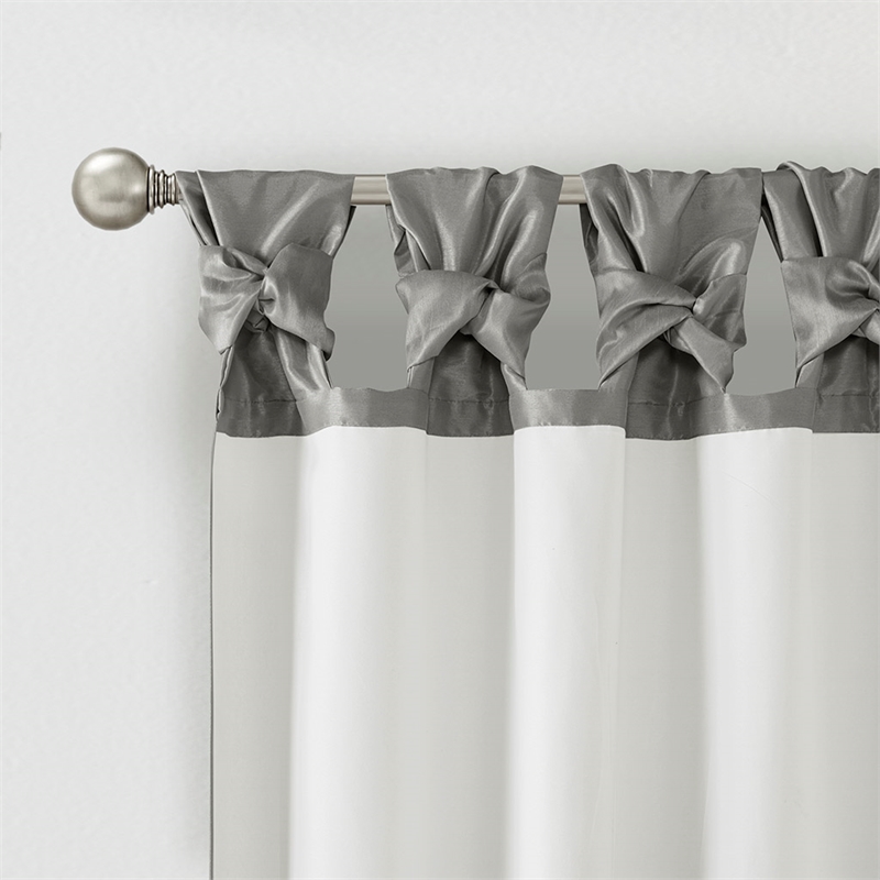 Madison Park Emilia Twist Tab Lined Window Curtain in Charcoal