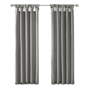 Madison Park Emilia Twist Tab Lined Window Curtain in Charcoal