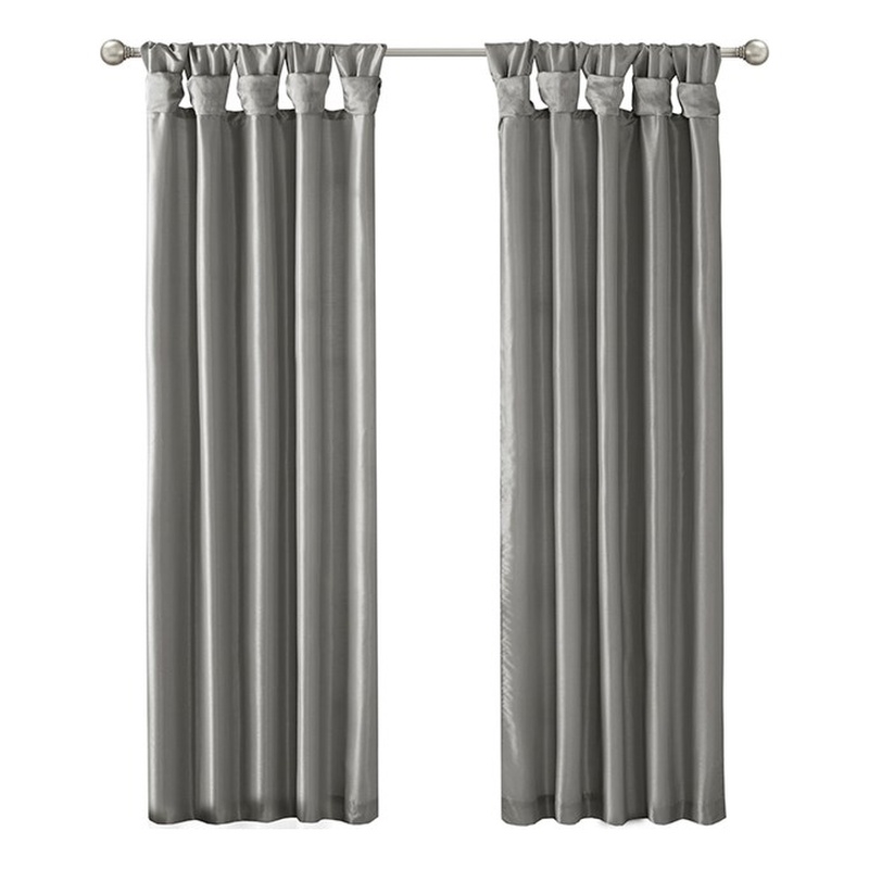 Madison Park Emilia Twist Tab Lined Window Curtain in Charcoal