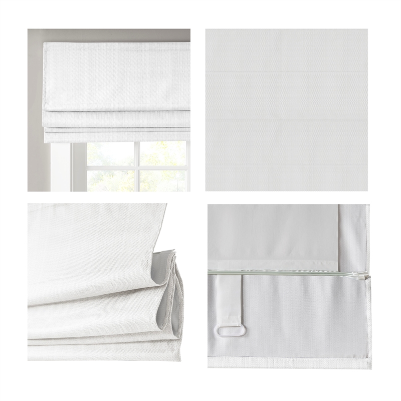 Madison Park Galen Basketweave Room Darkening Cordless Roman Shade in White