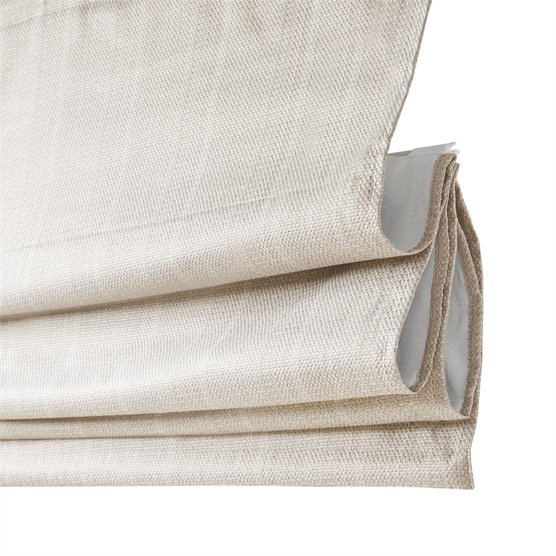 Madison Park Galen Basketweave Room Darkening Cordless Roman Shade in Ivory