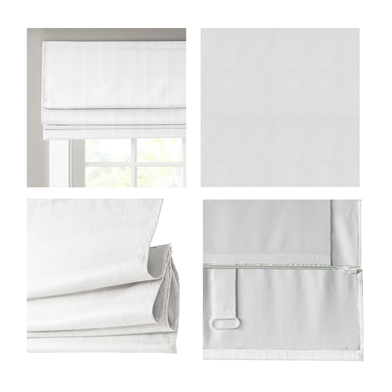 Madison Park Galen Basketweave Room Darkening Cordless Roman Shade in White