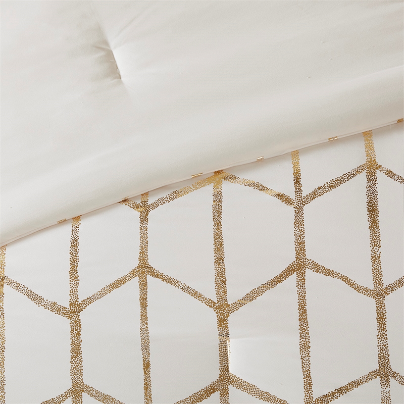 Intelligent Design Raina Metallic Printed Comforter Set in Ivory and Gold
