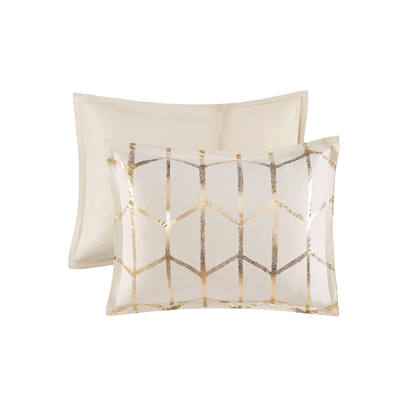 Intelligent Design Raina Metallic Printed Comforter Set in Ivory and Gold