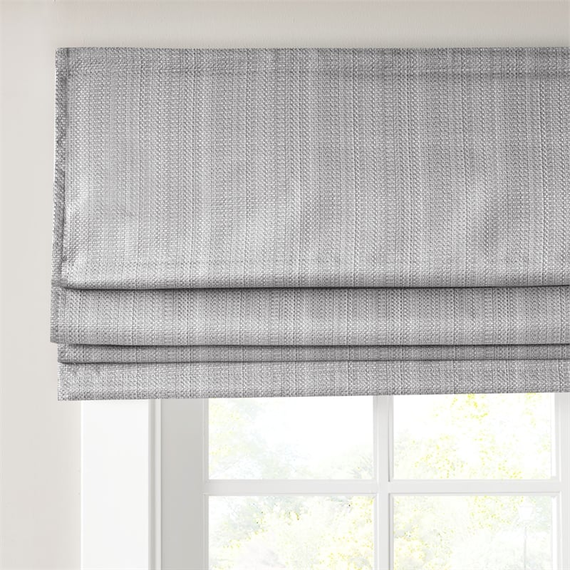Madison Park Galen Basketweave Room Darkening Cordless Roman Shade in Grey
