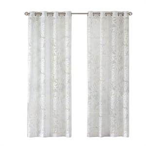 Madison Park Leilani Palm Leaf Burnout Window Sheer in White