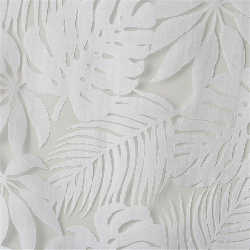 Madison Park Leilani Palm Leaf Burnout Window Sheer in White