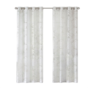Madison Park Leilani Palm Leaf Burnout Window Sheer in White