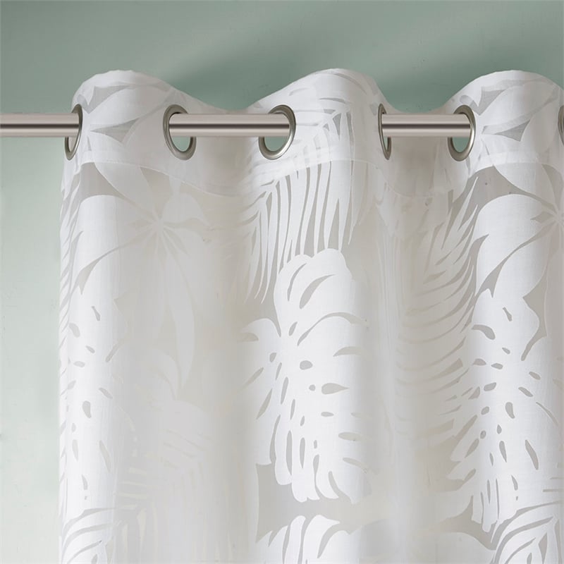 Madison Park Leilani Palm Leaf Burnout Window Sheer in White