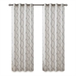 Madison Park Saratoga Fretwork Print Grommet Top Window Curtain in Ivory