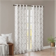 Madison Park Saratoga Fretwork Print Grommet Top Window Curtain in Ivory