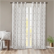 Madison Park Saratoga Fretwork Print Grommet Top Window Curtain in Ivory