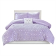 Mi Zone Rosalie Metallic Printed Plush Comforter Set in Purple and Silver
