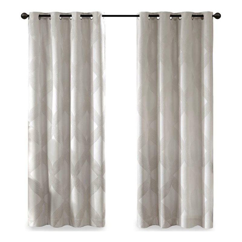 SunSmart Bentley Ogee Knitted Jacquard Total Blackout Panel in Ivory